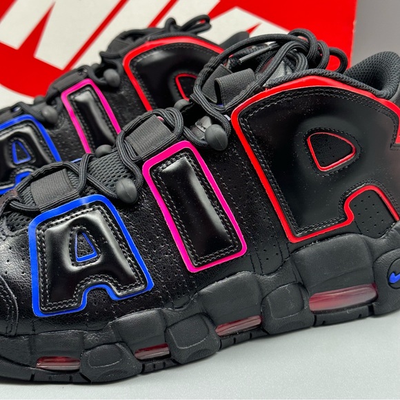 Nike Air More Uptempo Electric Black Red Men’s Shoes Retro New - Picture 7 of 14